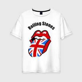Женская футболка хлопок Oversize с принтом Rolling Stones (3) в Санкт-Петербурге, 100% хлопок | свободный крой, круглый ворот, спущенный рукав, длина до линии бедер
 | rolling stones