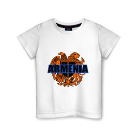 Детская футболка хлопок с принтом Армения в Санкт-Петербурге, 100% хлопок | круглый вырез горловины, полуприлегающий силуэт, длина до линии бедер | armenia | армянин | герб армении