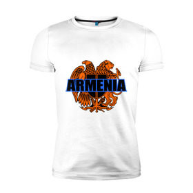 Мужская футболка премиум с принтом Армения в Санкт-Петербурге, 92% хлопок, 8% лайкра | приталенный силуэт, круглый вырез ворота, длина до линии бедра, короткий рукав | armenia | армянин | герб армении