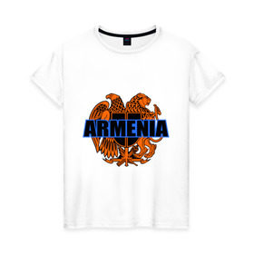 Женская футболка хлопок с принтом Армения в Санкт-Петербурге, 100% хлопок | прямой крой, круглый вырез горловины, длина до линии бедер, слегка спущенное плечо | armenia | армянин | герб армении