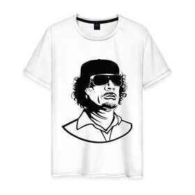 Мужская футболка хлопок с принтом Kaddafi в Санкт-Петербурге, 100% хлопок | прямой крой, круглый вырез горловины, длина до линии бедер, слегка спущенное плечо. | Тематика изображения на принте: кадафи | кадафиkaddafi | каддафи | ливия | муамар | муаммар