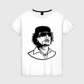 Женская футболка хлопок с принтом Kaddafi в Санкт-Петербурге, 100% хлопок | прямой крой, круглый вырез горловины, длина до линии бедер, слегка спущенное плечо | кадафи | кадафиkaddafi | каддафи | ливия | муамар | муаммар