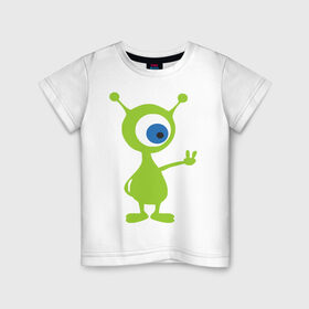 Детская футболка хлопок с принтом Инопланетный зверек в Санкт-Петербурге, 100% хлопок | круглый вырез горловины, полуприлегающий силуэт, длина до линии бедер | гуманоид | инопланетный зверек с планеты эпиметей.пришельцы | инопланетянин | нло