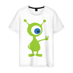 Мужская футболка хлопок с принтом Инопланетный зверек в Санкт-Петербурге, 100% хлопок | прямой крой, круглый вырез горловины, длина до линии бедер, слегка спущенное плечо. | гуманоид | инопланетный зверек с планеты эпиметей.пришельцы | инопланетянин | нло