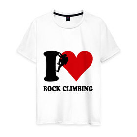 Мужская футболка хлопок с принтом I love rock climbing - Я люблю скалолазание в Санкт-Петербурге, 100% хлопок | прямой крой, круглый вырез горловины, длина до линии бедер, слегка спущенное плечо. | i love | rock climbing | скалолазание | я люблю