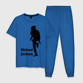 Мужская пижама хлопок с принтом Michael Jackson (15) в Санкт-Петербурге, 100% хлопок | брюки и футболка прямого кроя, без карманов, на брюках мягкая резинка на поясе и по низу штанин
 | michael jackson | pop | король | легенда | майкл джексон | поп | силуэт