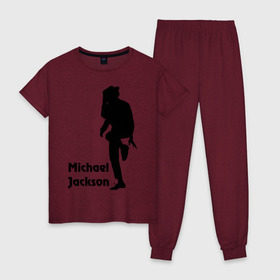 Женская пижама хлопок с принтом Michael Jackson (15) в Санкт-Петербурге, 100% хлопок | брюки и футболка прямого кроя, без карманов, на брюках мягкая резинка на поясе и по низу штанин | michael jackson | pop | король | легенда | майкл джексон | поп | силуэт