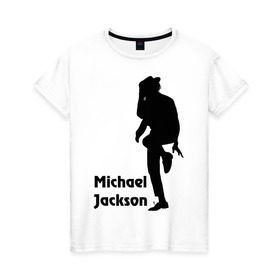 Женская футболка хлопок с принтом Michael Jackson (15) в Санкт-Петербурге, 100% хлопок | прямой крой, круглый вырез горловины, длина до линии бедер, слегка спущенное плечо | michael jackson | pop | король | легенда | майкл джексон | поп | силуэт