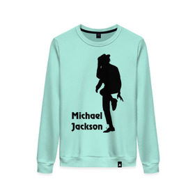 Женский свитшот хлопок с принтом Michael Jackson (15) в Санкт-Петербурге, 100% хлопок | прямой крой, круглый вырез, на манжетах и по низу широкая трикотажная резинка  | michael jackson | pop | король | легенда | майкл джексон | поп | силуэт