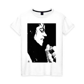 Женская футболка хлопок с принтом Michael Jackson (14) в Санкт-Петербурге, 100% хлопок | прямой крой, круглый вырез горловины, длина до линии бедер, слегка спущенное плечо | michael jackson | pop | король | легенда | майкл джексон | майкл джексонпортрет | поп