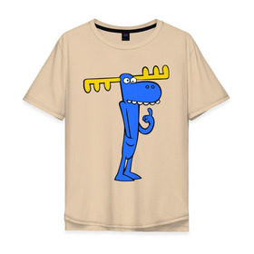 Мужская футболка хлопок Oversize с принтом Лось в Санкт-Петербурге, 100% хлопок | свободный крой, круглый ворот, “спинка” длиннее передней части | happy tree friends | лось