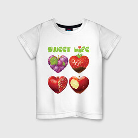 Детская футболка хлопок с принтом Sweet Life - Сладкая жизнь в Санкт-Петербурге, 100% хлопок | круглый вырез горловины, полуприлегающий силуэт, длина до линии бедер | Тематика изображения на принте: sweet life | конфеты | сладкая жизнь | сладкое | сладости | сладость