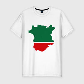 Мужская футболка премиум с принтом Чечня (Chechnya) в Санкт-Петербурге, 92% хлопок, 8% лайкра | приталенный силуэт, круглый вырез ворота, длина до линии бедра, короткий рукав | кавказ | карта | чеченец | чеченский | чеченцы | чечня | чичня