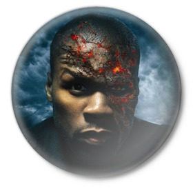Значок с принтом 50 Cent в Санкт-Петербурге,  металл | круглая форма, металлическая застежка в виде булавки | 