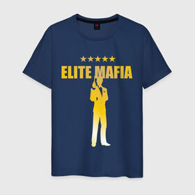Мужская футболка хлопок с принтом Элитная мафия в Санкт-Петербурге, 100% хлопок | прямой крой, круглый вырез горловины, длина до линии бедер, слегка спущенное плечо. | elite mafia | gangsters | mafia | гангстеры | золото | мафия | элитная мафия