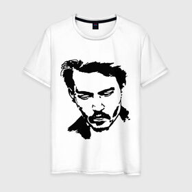 Мужская футболка хлопок с принтом Jonny Depp в Санкт-Петербурге, 100% хлопок | прямой крой, круглый вырез горловины, длина до линии бедер, слегка спущенное плечо. | depp | johnny depp | jonny depp | депп | джек воробей