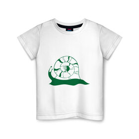 Детская футболка хлопок с принтом Улитка (2) в Санкт-Петербурге, 100% хлопок | круглый вырез горловины, полуприлегающий силуэт, длина до линии бедер | моллюск | улитка