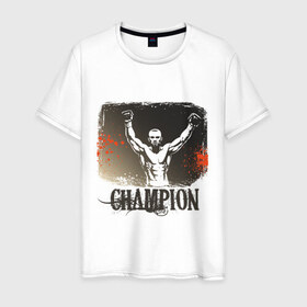Мужская футболка хлопок с принтом Box Champion в Санкт-Петербурге, 100% хлопок | прямой крой, круглый вырез горловины, длина до линии бедер, слегка спущенное плечо. | 