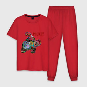 Мужская пижама хлопок с принтом Phuket (4) в Санкт-Петербурге, 100% хлопок | брюки и футболка прямого кроя, без карманов, на брюках мягкая резинка на поясе и по низу штанин
 | слон