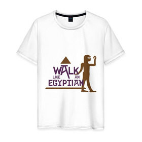 Мужская футболка хлопок с принтом Walk Like an Egyptian в Санкт-Петербурге, 100% хлопок | прямой крой, круглый вырез горловины, длина до линии бедер, слегка спущенное плечо. | Тематика изображения на принте: 