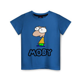 Детская футболка хлопок с принтом Moby в Санкт-Петербурге, 100% хлопок | круглый вырез горловины, полуприлегающий силуэт, длина до линии бедер | Тематика изображения на принте: dj | moby | диджей | певцы | прикольные