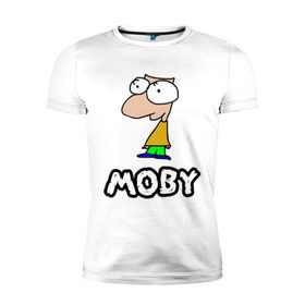 Мужская футболка премиум с принтом Moby в Санкт-Петербурге, 92% хлопок, 8% лайкра | приталенный силуэт, круглый вырез ворота, длина до линии бедра, короткий рукав | dj | moby | диджей | певцы | прикольные