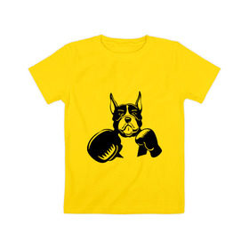 Детская футболка хлопок с принтом Boxing dog в Санкт-Петербурге, 100% хлопок | круглый вырез горловины, полуприлегающий силуэт, длина до линии бедер | boxing dog | бойцовская собака | бокс | питбуль