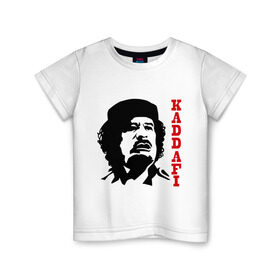 Детская футболка хлопок с принтом Каддафи (2) в Санкт-Петербурге, 100% хлопок | круглый вырез горловины, полуприлегающий силуэт, длина до линии бедер | Тематика изображения на принте: восток | деятель | каддафи | ливия | министр | муамар