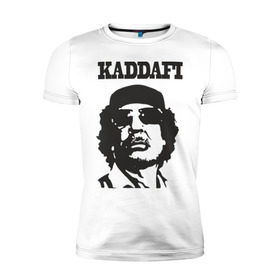 Мужская футболка премиум с принтом Каддафи (4) в Санкт-Петербурге, 92% хлопок, 8% лайкра | приталенный силуэт, круглый вырез ворота, длина до линии бедра, короткий рукав | восток | каддафи | ливия | министр | муамар