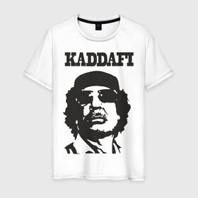Мужская футболка хлопок с принтом Каддафи (4) в Санкт-Петербурге, 100% хлопок | прямой крой, круглый вырез горловины, длина до линии бедер, слегка спущенное плечо. | Тематика изображения на принте: восток | каддафи | ливия | министр | муамар