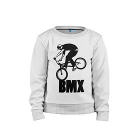 Детский свитшот хлопок с принтом BMX 3 в Санкт-Петербурге, 100% хлопок | круглый вырез горловины, эластичные манжеты, пояс и воротник | bmx | free style | бмэкс | велик | вело | велосипедист | фристайл | экстрим | экстримальный