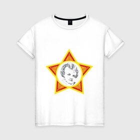 Женская футболка хлопок с принтом Октябрёнок в Санкт-Петербурге, 100% хлопок | прямой крой, круглый вырез горловины, длина до линии бедер, слегка спущенное плечо | комсомол | октябренок | октябрята | советский | союз | ссср