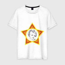 Мужская футболка хлопок с принтом Октябрёнок в Санкт-Петербурге, 100% хлопок | прямой крой, круглый вырез горловины, длина до линии бедер, слегка спущенное плечо. | комсомол | октябренок | октябрята | советский | союз | ссср