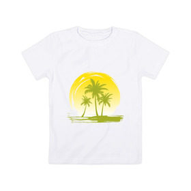 Детская футболка хлопок с принтом Райский уголок в Санкт-Петербурге, 100% хлопок | круглый вырез горловины, полуприлегающий силуэт, длина до линии бедер | море | на море | пальмы | пляж | рай | райский отдых | райский уголок | райское наслаждение