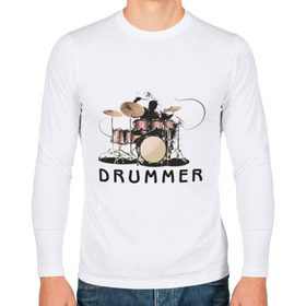 Мужской лонгслив хлопок с принтом Drummer в Санкт-Петербурге, 100% хлопок |  | Тематика изображения на принте: drummer | барабанщик | барабаны | драммер | ударник | ударные