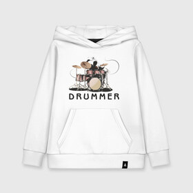 Детская толстовка хлопок с принтом Drummer в Санкт-Петербурге, 100% хлопок | Круглый горловой вырез, эластичные манжеты, пояс, капюшен | drummer | барабанщик | барабаны | драммер | ударник | ударные