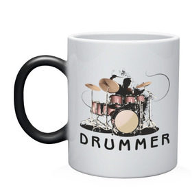Кружка хамелеон с принтом Drummer в Санкт-Петербурге, керамика | меняет цвет при нагревании, емкость 330 мл | dnb | drummer | барабанщик | барабаны | драм н басс | драммер | драмнбас | ударник | ударные