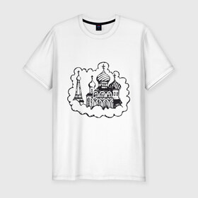 Мужская футболка премиум с принтом Купола в Санкт-Петербурге, 92% хлопок, 8% лайкра | приталенный силуэт, круглый вырез ворота, длина до линии бедра, короткий рукав | russia | кремль | купола | москва | россия | русский | сердце | я русский