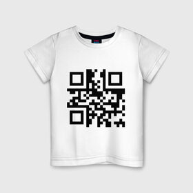Детская футболка хлопок с принтом qr Код в Санкт-Петербурге, 100% хлопок | круглый вырез горловины, полуприлегающий силуэт, длина до линии бедер | Тематика изображения на принте: qr | qr код | qr кодandroid | андроид | штрих код
