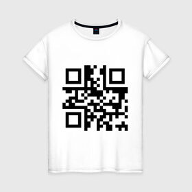 Женская футболка хлопок с принтом qr Код в Санкт-Петербурге, 100% хлопок | прямой крой, круглый вырез горловины, длина до линии бедер, слегка спущенное плечо | qr | qr код | qr кодandroid | андроид | штрих код