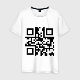 Мужская футболка хлопок с принтом qr Код в Санкт-Петербурге, 100% хлопок | прямой крой, круглый вырез горловины, длина до линии бедер, слегка спущенное плечо. | qr | qr код | qr кодandroid | андроид | штрих код