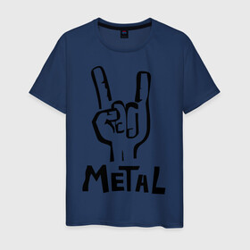 Мужская футболка хлопок с принтом Metal в Санкт-Петербурге, 100% хлопок | прямой крой, круглый вырез горловины, длина до линии бедер, слегка спущенное плечо. | металлика