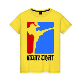 Женская футболка хлопок с принтом Muay Thai (Муай Тай) в Санкт-Петербурге, 100% хлопок | прямой крой, круглый вырез горловины, длина до линии бедер, слегка спущенное плечо | емельяненко