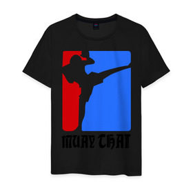 Мужская футболка хлопок с принтом Muay Thai (Муай Тай) в Санкт-Петербурге, 100% хлопок | прямой крой, круглый вырез горловины, длина до линии бедер, слегка спущенное плечо. | емельяненко