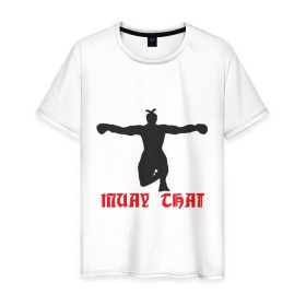 Мужская футболка хлопок с принтом Muay Thai (Муай Тай) (2) в Санкт-Петербурге, 100% хлопок | прямой крой, круглый вырез горловины, длина до линии бедер, слегка спущенное плечо. | емельяненко