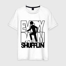 Мужская футболка хлопок с принтом Every dayim shufflin в Санкт-Петербурге, 100% хлопок | прямой крой, круглый вырез горловины, длина до линии бедер, слегка спущенное плечо. | every day im shuffing | lmfao | музыка | электронная музыка
