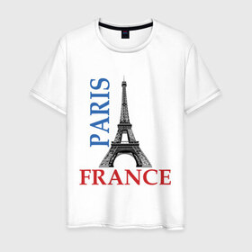 Мужская футболка хлопок с принтом Paris - France в Санкт-Петербурге, 100% хлопок | прямой крой, круглый вырез горловины, длина до линии бедер, слегка спущенное плечо. | france | paris | башня | башня в париже | париж | франция | эйфелева башня