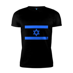 Мужская футболка премиум с принтом Флаг Израиля в Санкт-Петербурге, 92% хлопок, 8% лайкра | приталенный силуэт, круглый вырез ворота, длина до линии бедра, короткий рукав | israel | израиль | флаг