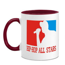 Кружка двухцветная с принтом Hip-Hop all stars в Санкт-Петербурге, керамика | объем — 330 мл, диаметр — 80 мм. Цветная ручка и кайма сверху, в некоторых цветах — вся внутренняя часть | gangsta | gansta | hip | hip hop | hop | rap | рэп | рэпчина | хип | хип хоп | хипхоп | хоп