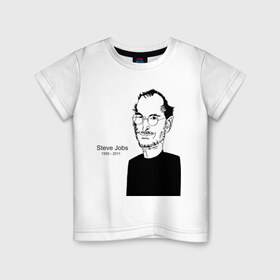 Детская футболка хлопок с принтом Steve Jobs в Санкт-Петербурге, 100% хлопок | круглый вырез горловины, полуприлегающий силуэт, длина до линии бедер | apple | mac | steve jobs | мак | стив джоббс | стив джобс | стив джопс | стивен джобс | эпл